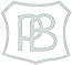 P. Bisschop – Logo Hellgraues Monogramm PB in einem Wappenumriss.