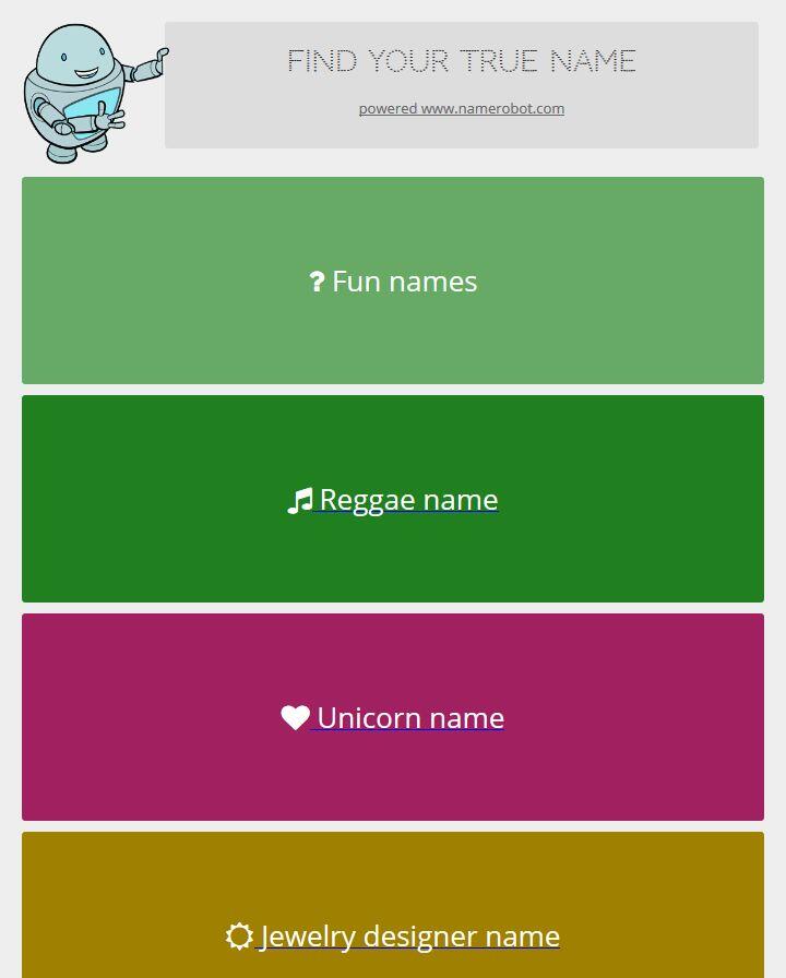 NameRobot-Fun-App Screenshot des NameRobot-Fun-App.
