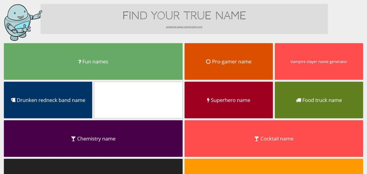 NameRobot-Fun-App Screenshot des NameRobot-Fun-App.