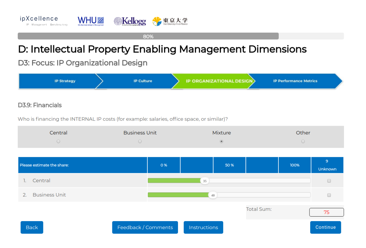 WHU – Schieberegler Schieberegler in einer Desktop-Ansicht des WHU-Online-Tools.