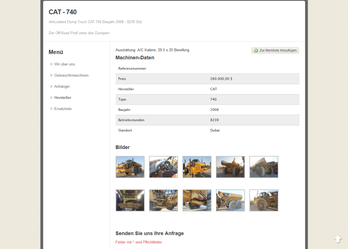 its Gebrauchtmaschinen – Produktansicht Produktansicht auf der Website von its Gebrauchtmaschinen.